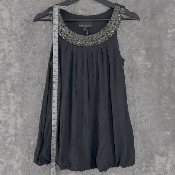 Cynthia Rowley Size S Beaded Stretch Sleeveless Top Black Pullover Blouse Scoop - Picture 2 of 8